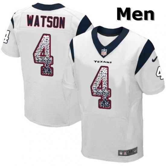 Men Nike Houston Texans 4 Deshaun Watson Elite White Road Drift Fashion NFL Jersey